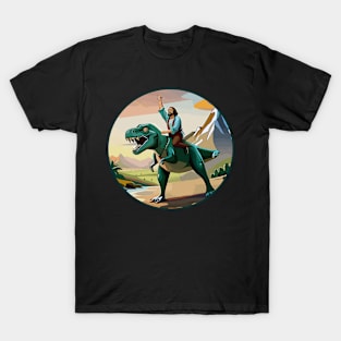 Jesus on a Dinosaur Funny Religious Memes Humorous Christian T-Shirt